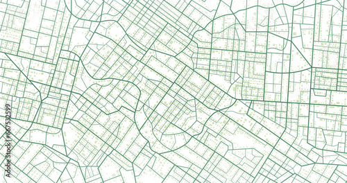 Navigate mapping technology for distance data, path turns. Abstract map with unique lines, geometric patterns background. Huge city top view. Streets, blocks, route for movement on the streets. Vector