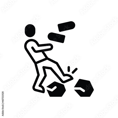 Black solid icon for careful