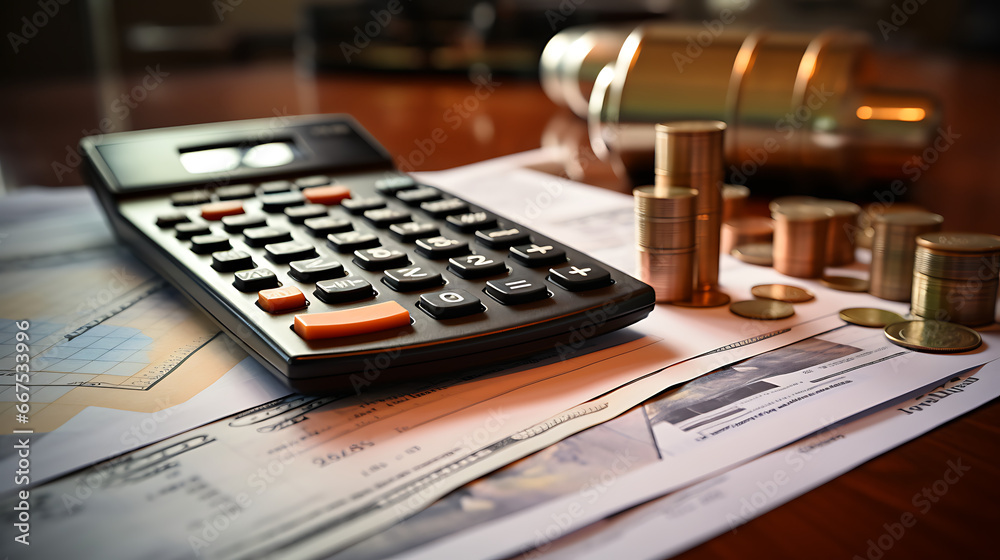 Close-up of Calculator, Pen, and Financial Statement Close-up of Calculator, Pen, and Financial Statement