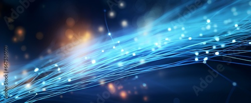 Network connection fiber optic, abstract futuristic network lines background, technology concept 3D banner. generative AI