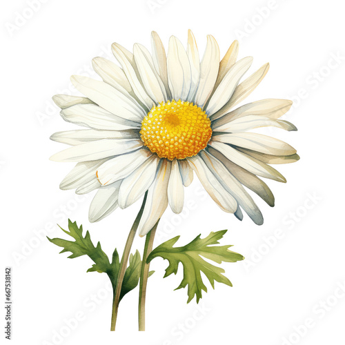 Daisy Watercolor Illustration on White Background