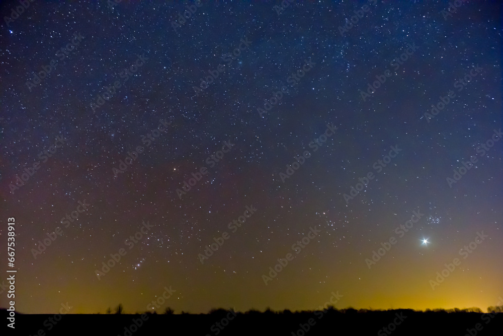 closeup Orion constellation on night starry sky closeup Orion constellation on night starry sky