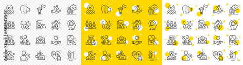 Outline Fraud, Technical documentation and Hold heart line icons pack for web with Stop shopping, Face id, Leadership line icon. Fisherman, Teamwork, Career ladder pictogram icon. Vector
