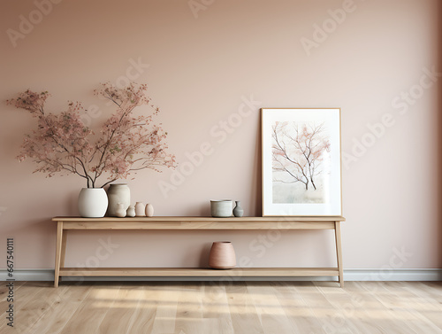 Scandinavian Living Room: Red Oak Floor & Wheat Walls