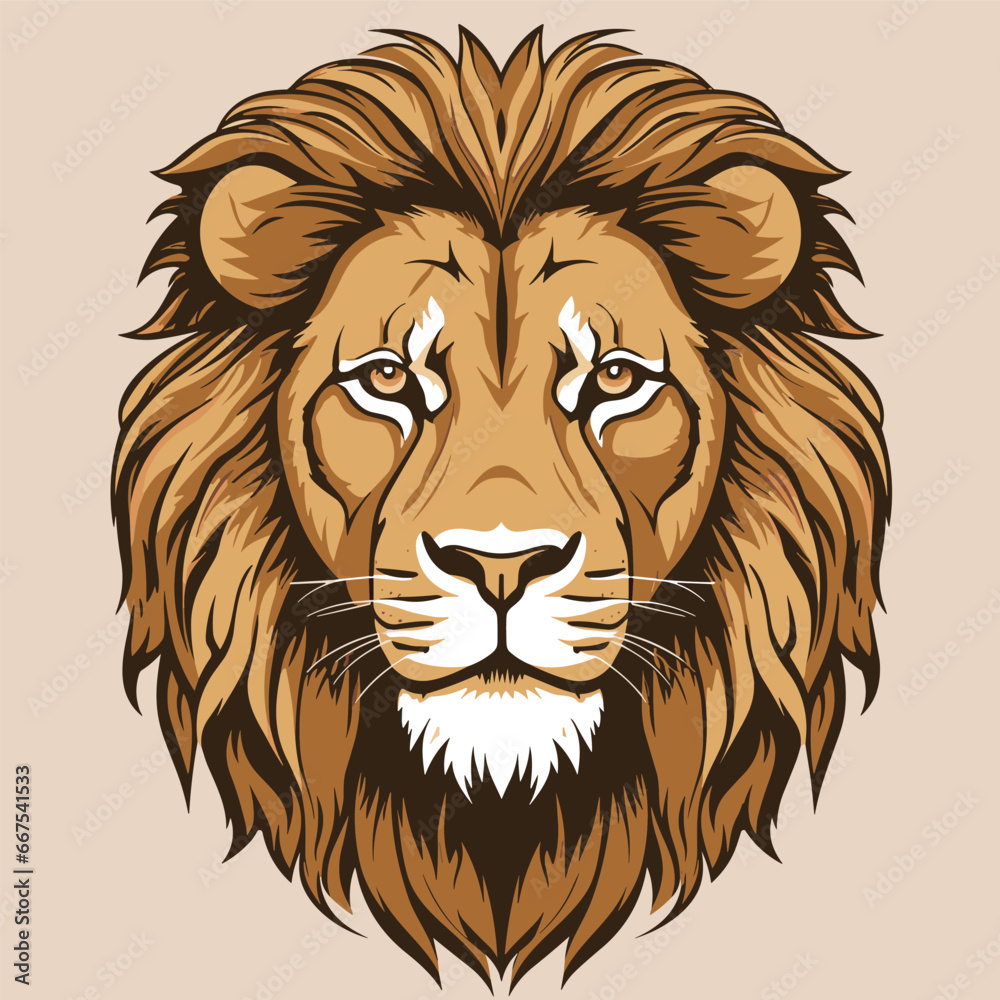 Lion head illustration. A Lion head logo. Vector for a mascot and tattoo or T-shirt graphic