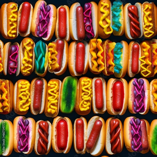 colorful Hot dog photograph. seamless picture