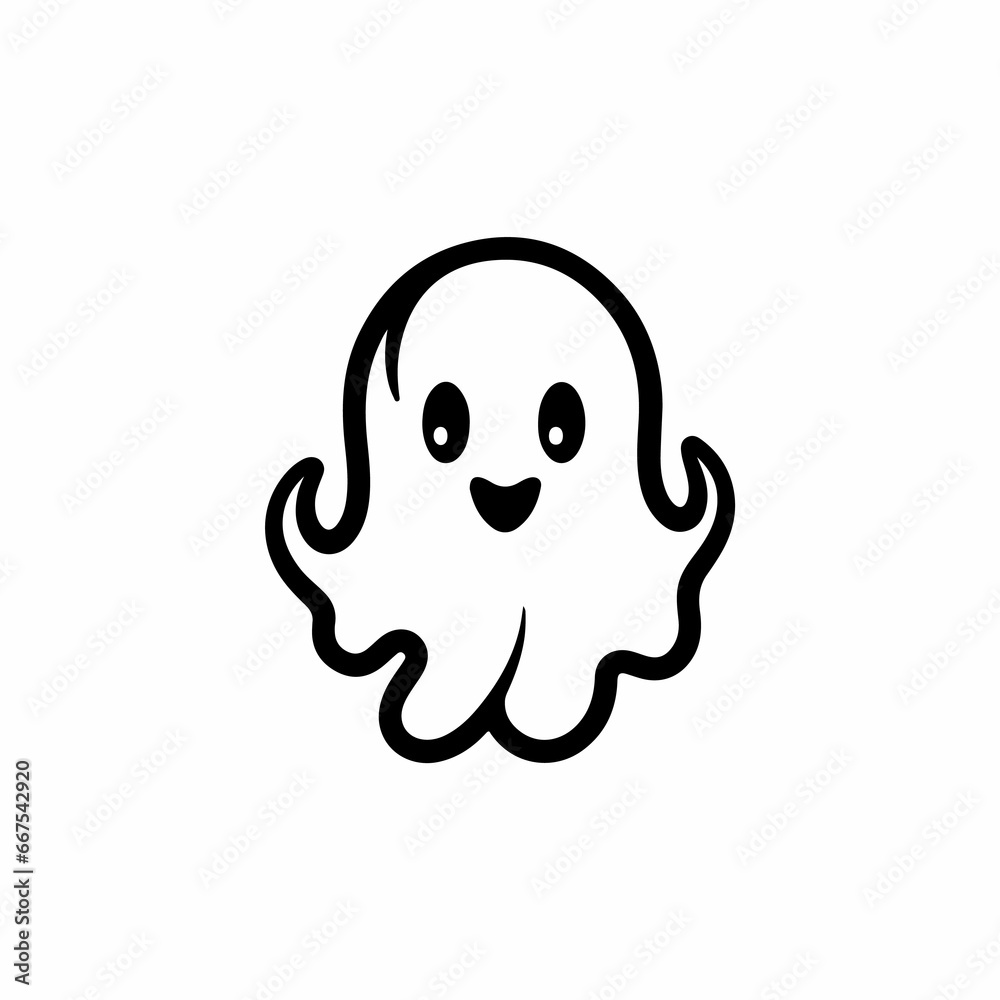 illustration of cute halloween ghost isolated on white background illustration of cute halloween ghost isolated on white background