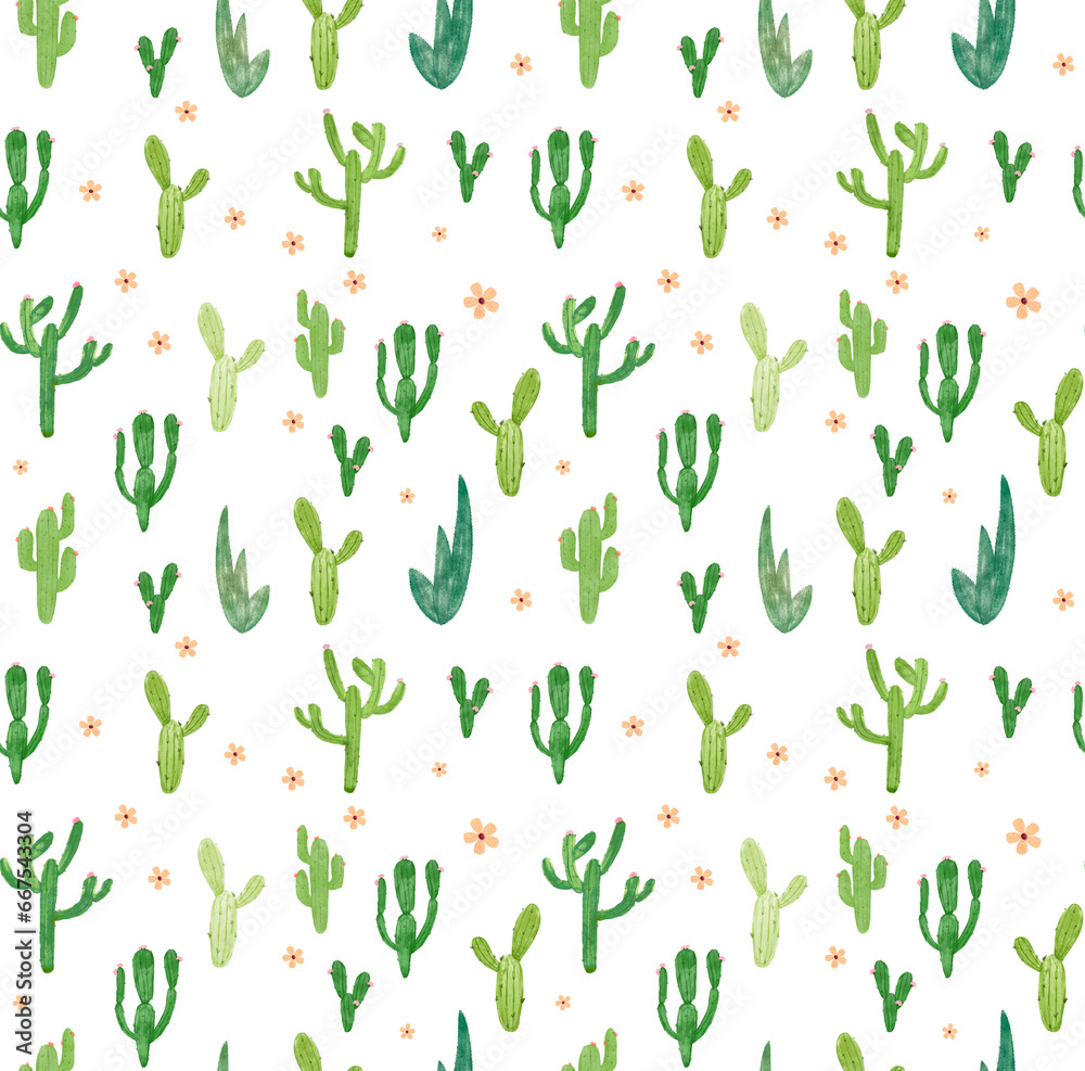Cute cactus endless pattern. Excellent printing on paper and textiles. Transparent backgraund