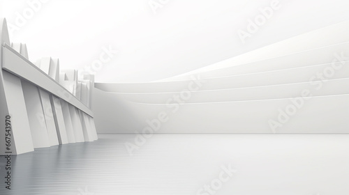 3d minimalist Hydroelectric dam on the river with copy space photo