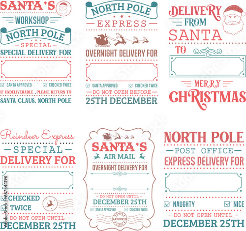 Custom Christmas Santa Sack SVG Bundle , North Pole Express Santa Delivery Sack SVG Bundle, North pole mail special delivery, North pole reindeer mail,