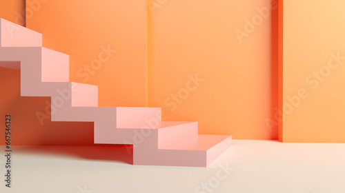 Architectural background of buildings with stairs and yellow wall.  Banner  poster  card for travel  presentations with copy space.