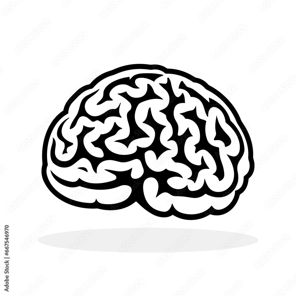 Brain logo icon. Black silhouette of mind symbol. Brain logo icon. Black silhouette of mind symbol.