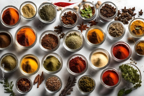 spices and herbs on a white background