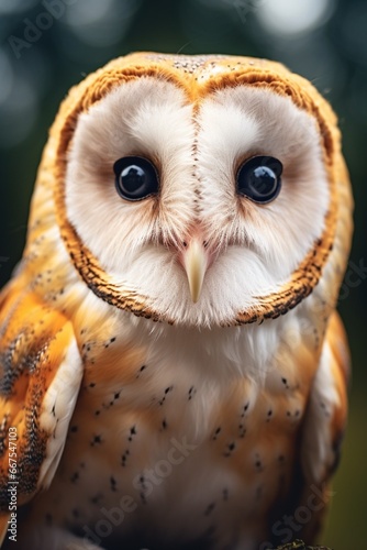 Generative AI : common barn owl ( Tyto albahead ) head close up © The Little Hut