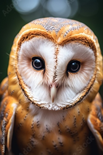 Generative AI : common barn owl ( Tyto albahead ) head close up