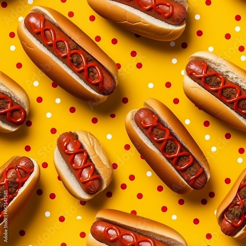 Close-up image of Hot dog. seamless picture