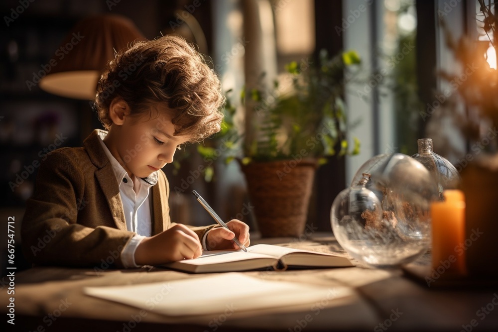 Generative AI : A Child studying in the living room Generative AI : A Child studying in the living room