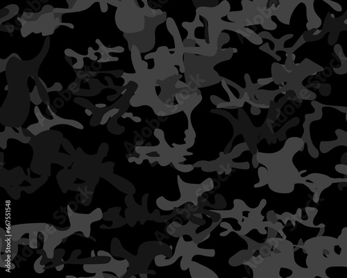 Camouflage Abstract Vector. Woodland Vector Background. Repeat Black Texture. Gray Fabric Pattern. Camo Dirty Canvas. Digital Dark Camouflage. Army Seamless Brush. Seamless Print. Urban Camo Paint.
