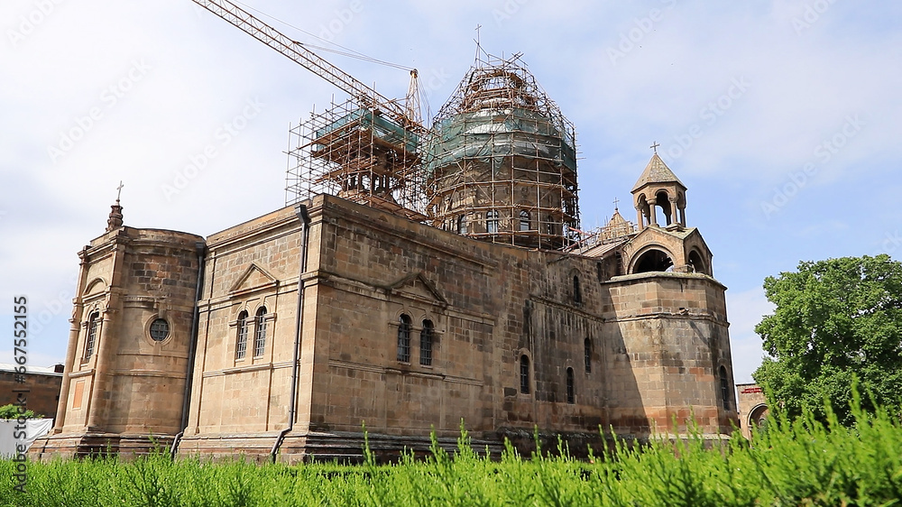 The first cathedral built in ancient Armenia undergoing restoration, Etchmiadzin Cathedral.