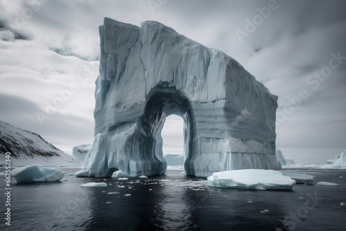 Majestic ice gate floating in arctic see generative ai