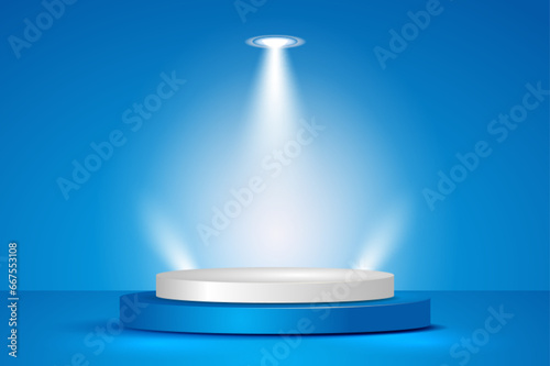 3D blue podium for product display