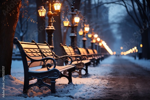 bench in the snow