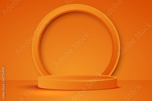 Orange 3D stage podium for display product