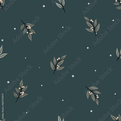 Seamless pattern with leaves and branches for children's textiles, scrapbooking paper, cards.