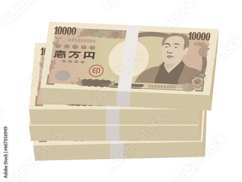 一万円札の札束_ベクターイラスト