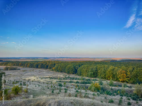 Perfect landscape view before the sunset. Warm sunny light and perfect clouds made a beautiful mood