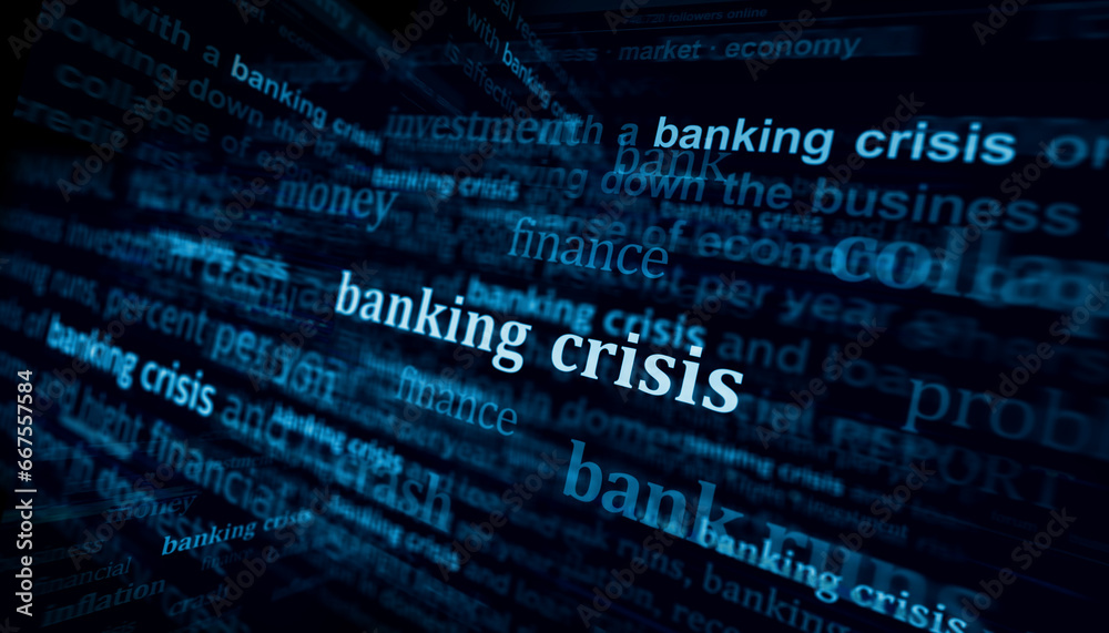 Banking crisis economy recession headline titles media 3d illustration Banking crisis economy recession headline titles media 3d illustration