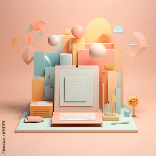 3d animation document pastel color image