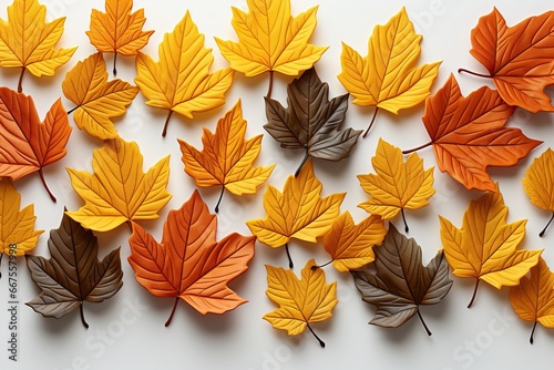 autumn leaves on white background