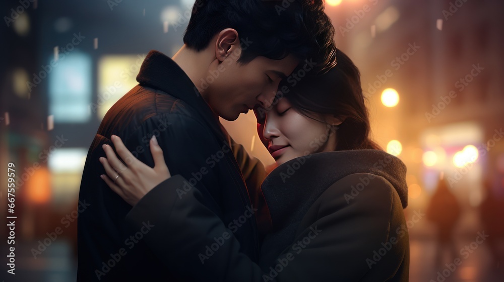 Man and woman reach out to each other. Korean drama Man and woman reach out to each other. Korean drama