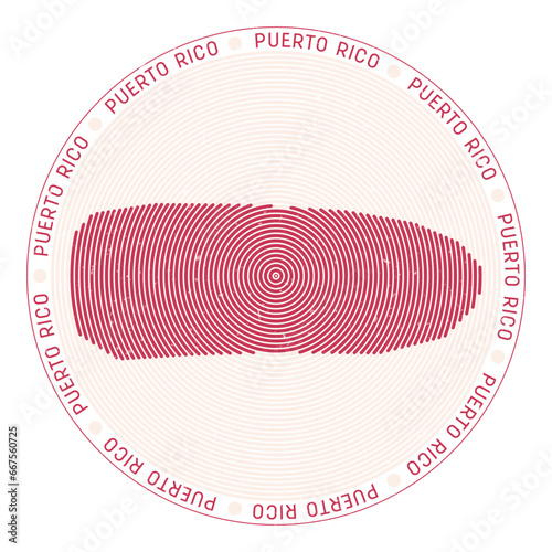 Puerto Rico shape radial arcs. Country round icon. Puerto Rico logo design poster. Amazing vector illustration.