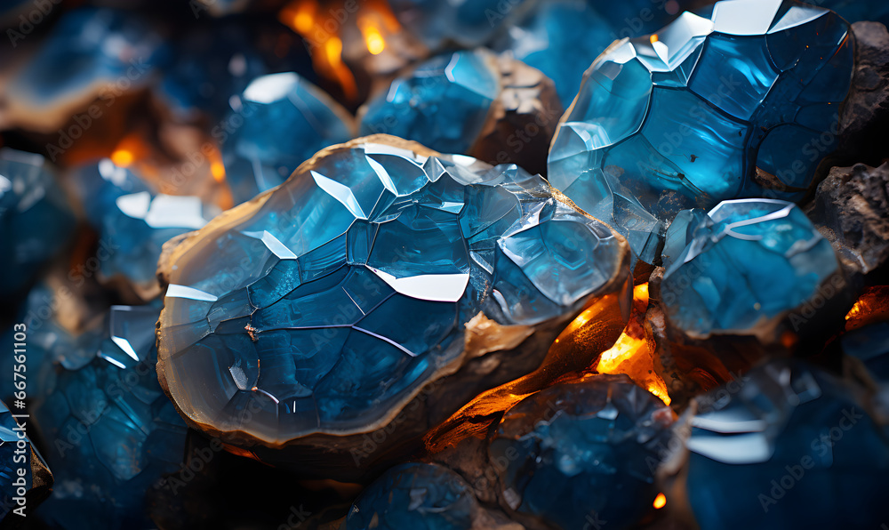 Aquamarine geode wallpaper, shiny crystals pattern - Generative AI Aquamarine geode wallpaper, shiny crystals pattern - Generative AI