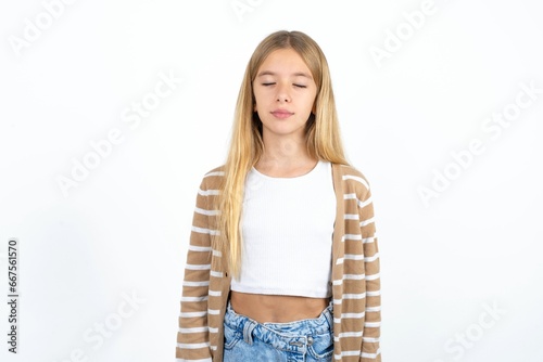 Beautiful caucasian teen girl nice-looking sweet charming cute attractive lovely winsome sweet peaceful closed eyes