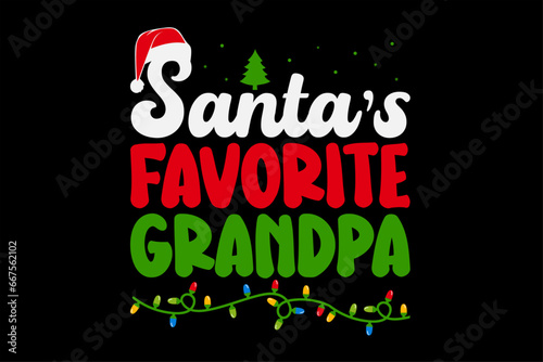 Santa's Favorite Grandpa Christmas T-Shirt Design