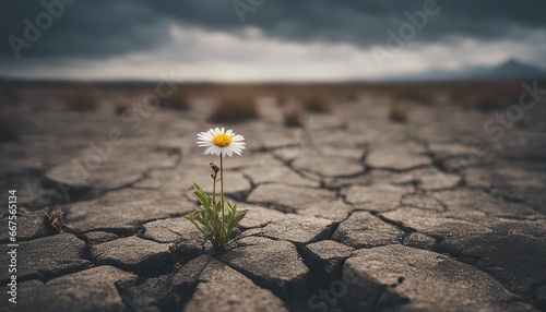  lone flower in a barren cracked wasteland © Crimz0n