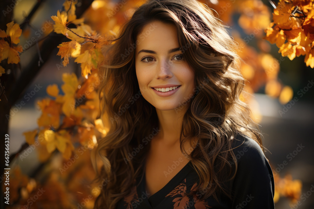 Portrait of a beautiful cute girl on an autumn background Portrait of a beautiful cute girl on an autumn background
