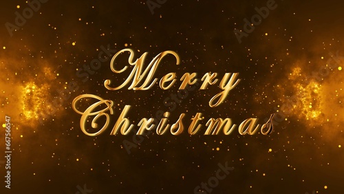 Merry Christmas lettering - gold text on decorative background - greeting card for holiday - 3D Illustration