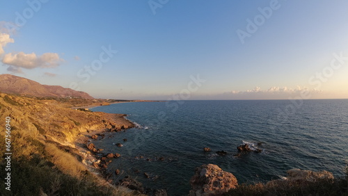South coast of Crete at sunset in October 2023