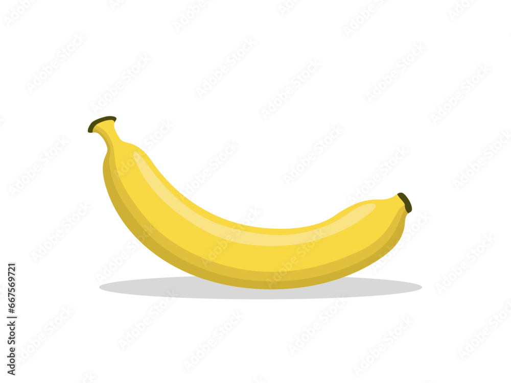 Whole beautiful yellow banana with shadow on white background Whole beautiful yellow banana with shadow on white background