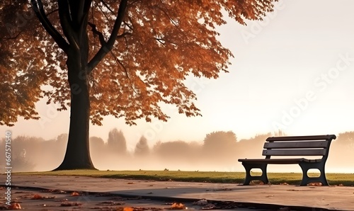 bench in autumn park  Generative AI