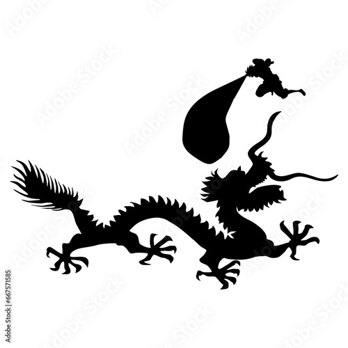 Dragon silhouette in Japanese anime