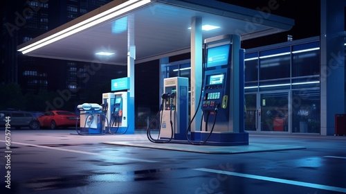 A petrol pump with modern facilities for cars