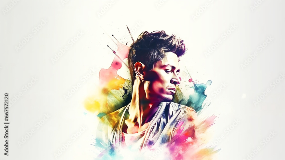 Abstract fashion watercolor illustration of person Abstract fashion watercolor illustration of person