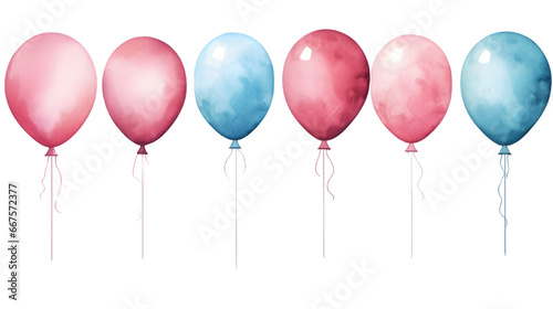 Watercolor balloons isolated on transparent background