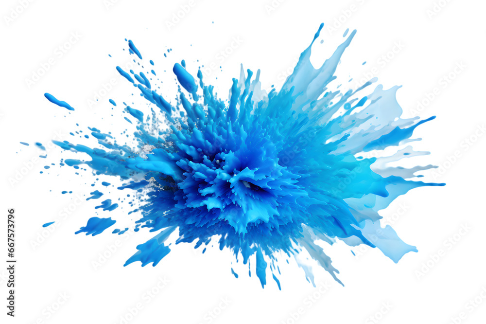 Blue powder explosion isolated on transparent background Blue powder explosion isolated on transparent background