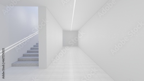 Fototapeta Naklejka Na Ścianę i Meble -  house and office stairs mock up with modern style. 3D illustration rendering